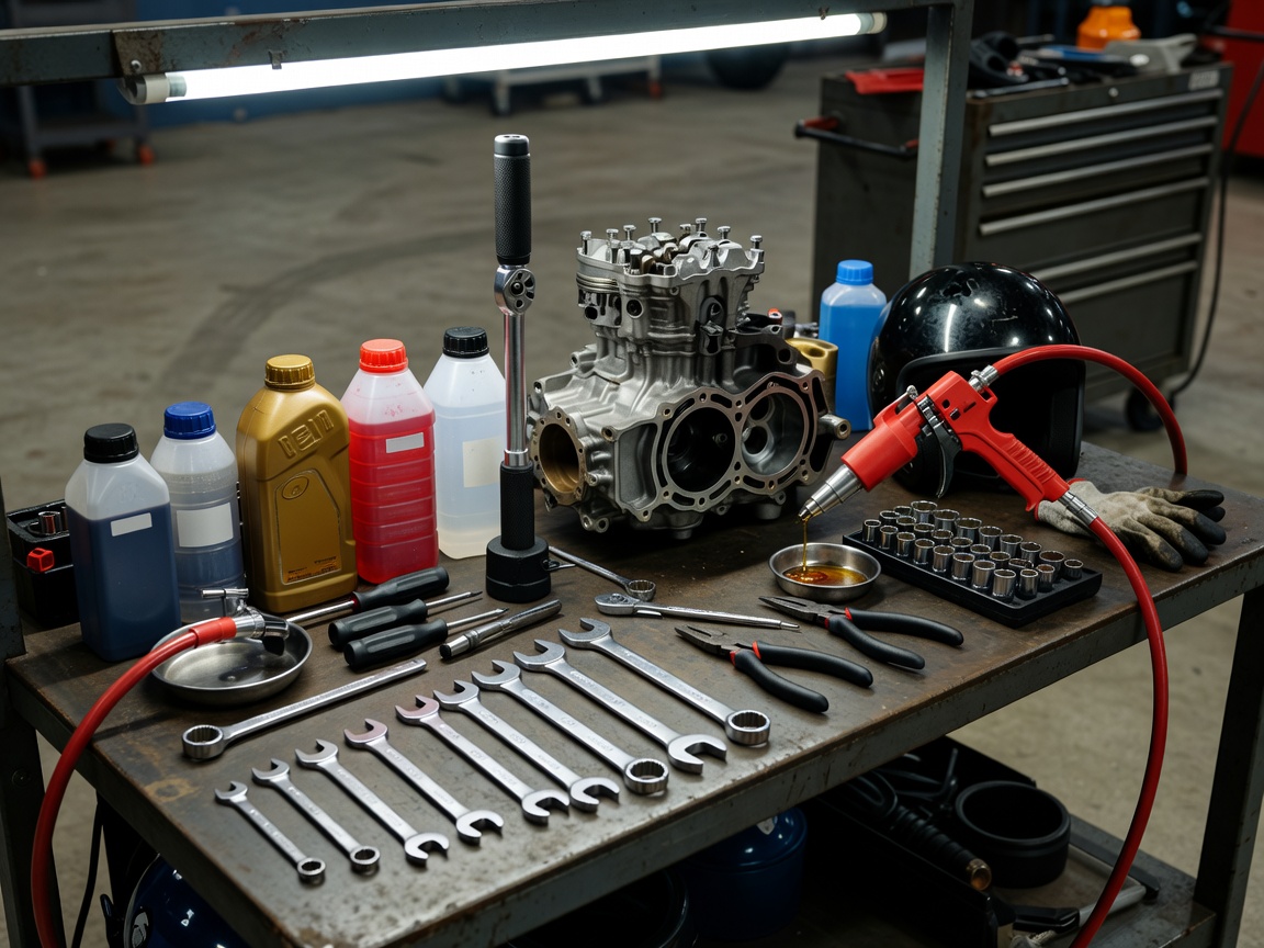 Motorcycle Maintenance Equipment Tools And Fluids