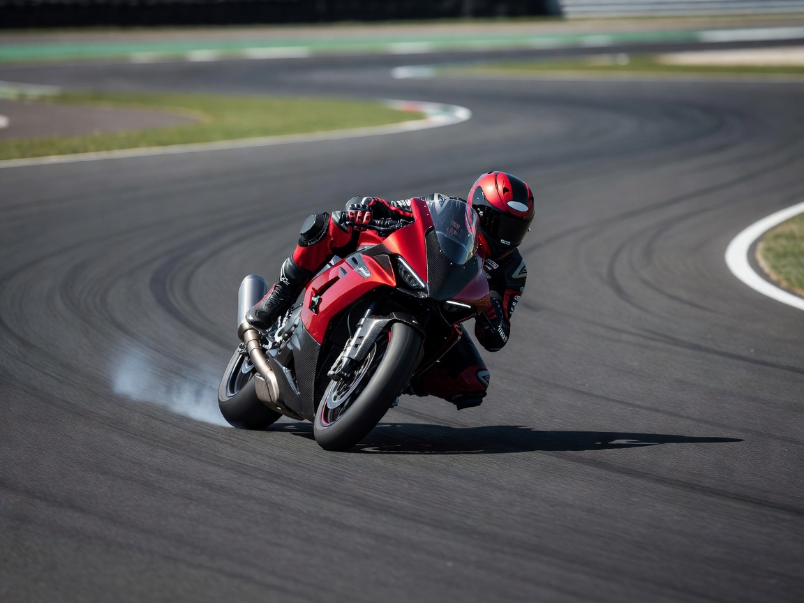 Sport motorcycle on a track or smooth road